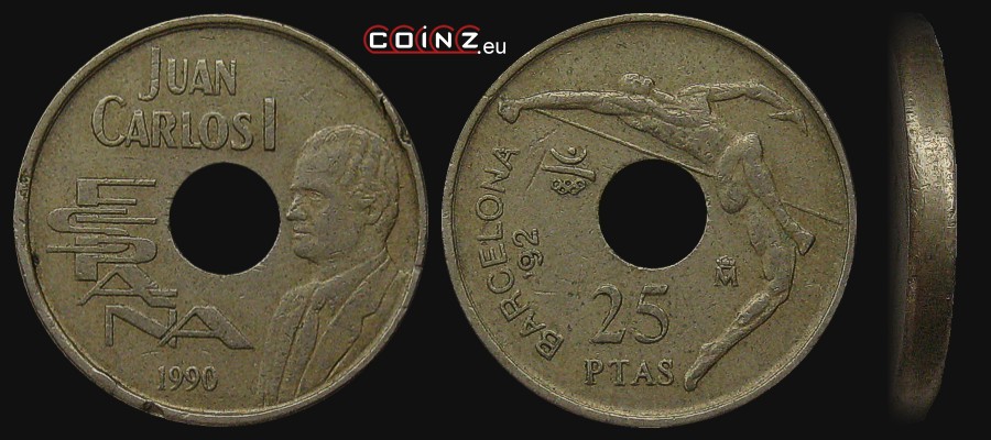 25 peset 1990-1991 Igrzyska Barcelona - skoczek - monety Hiszpanii