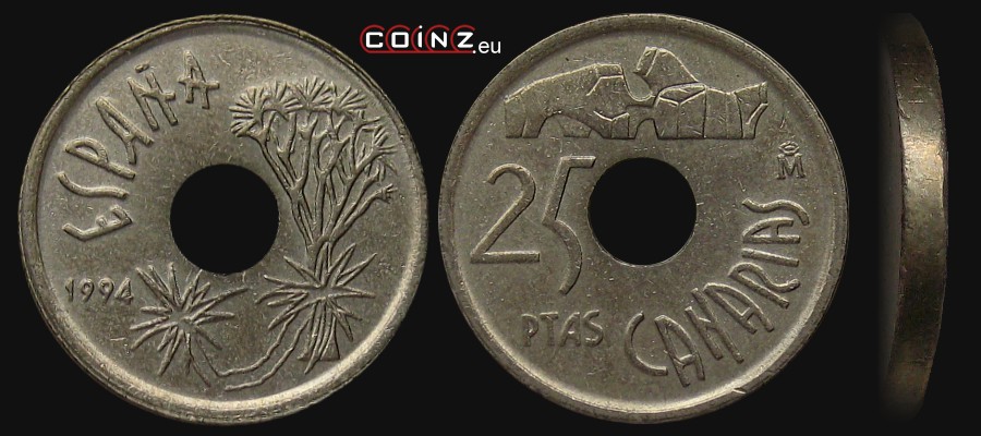25 peset 1994 Wyspy Kanaryjskie - monety Hiszpanii