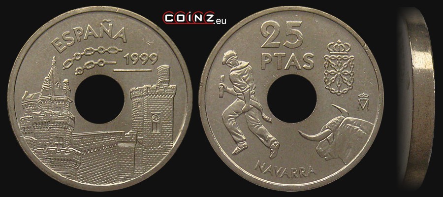 25 peset 1999 Navarra - monety Hiszpanii