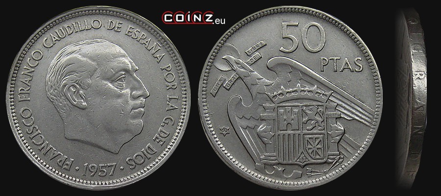 50 peset 1958-1975 - monety Hiszpanii