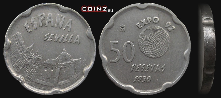 50 peset 1990 EXPO'Sewilla La Cartuja - monety Hiszpanii