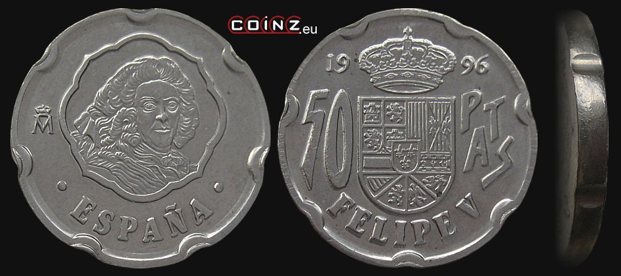 50 peset 1996 Filip V - monety Hiszpanii