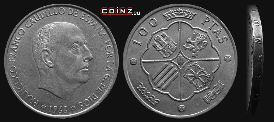 100 peset 1966-1970 - monety Hiszpanii