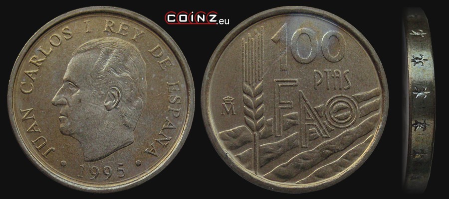 100 peset 1995 50 Lat FAO - monety Hiszpanii