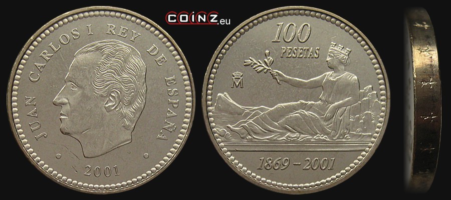 100 peset 2001 132 Lata Pesety - monety Hiszpanii