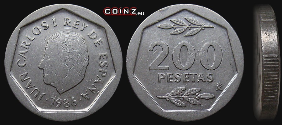 200 peset 1986-1988 - monety Hiszpanii