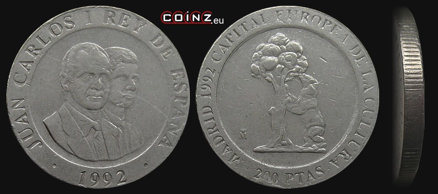 200 peset 1992 Madryt - Niedźwiedź i Drzewo - monety Hiszpanii