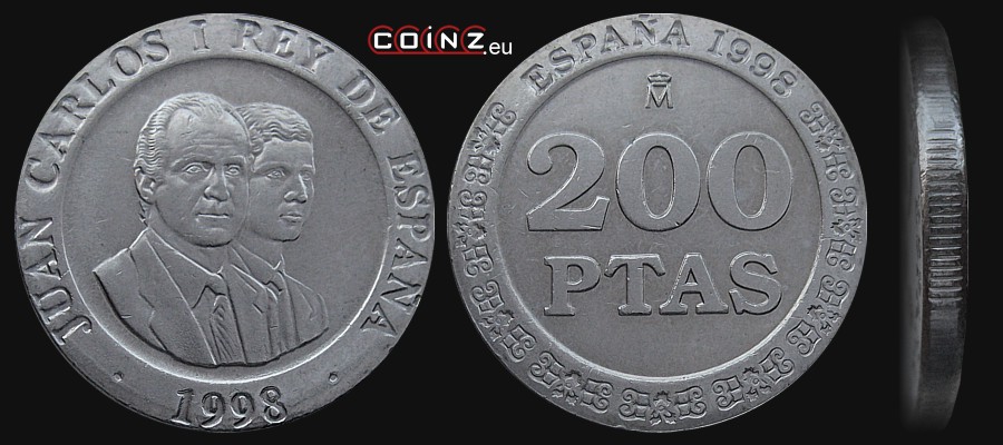200 peset 1998-2000 - monety Hiszpanii