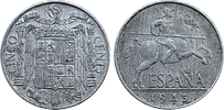 Monety Hiszpanii - 5 centymów 1943-1953