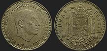 Monety Hiszpanii - 1 peseta 1967-1975