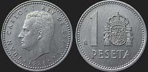 Monety Hiszpanii - 1 peseta 1982-1989