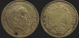 Monety Hiszpanii - 2.5 pesety 1954-1956