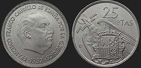 Monety Hiszpanii - 25 peset 1958-1975