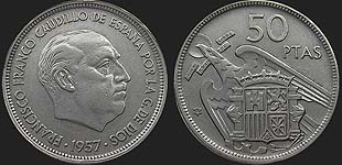 Monety Hiszpanii - 50 peset 1958-1975