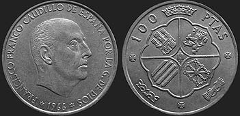 Monety Hiszpanii - 100 peset 1966-1970