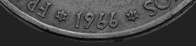 Rok wybicia na monecie o nominale 100 peset z 1966
