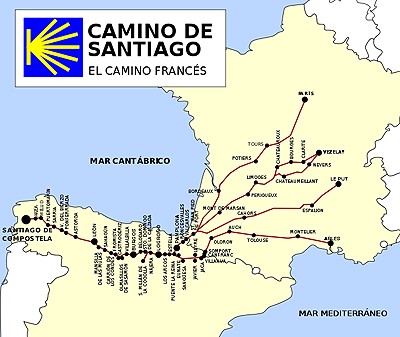 Schematyczna trasa Drogi św. Jakuba
