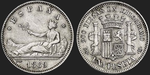 1 peseta z 1869 r.