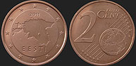 Monety Estonii - 2 euro centy od 2011