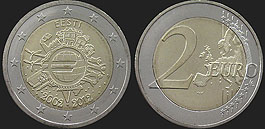 Monety Estonii - 2 euro 2012 10 Lat Euro w Obiegu