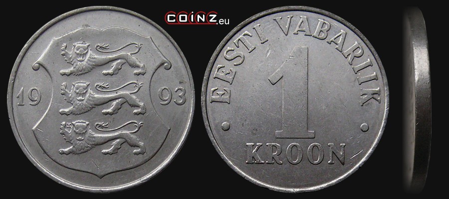 1 korona 1992-1995 - monety Estonii