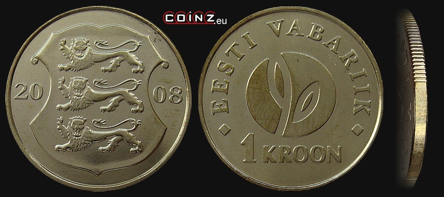 1 korona 2008 - 90-lecie Republiki Estonii - monety Estonii
