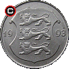 1 korona 1992-1995 - układ awersu do rewersu
