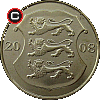 1 korona 2008 - 90-lecie Republiki Estonii - układ awersu do rewersu