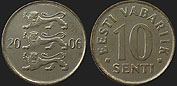 Estonian coins - 10 senti 1991-2008