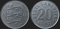 Monety Estonii - 20 senti 1997-2008