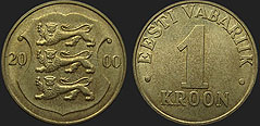Monety Estonii - 1 korona 1998-2006