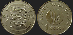 Monety Estonii - 1 korona 2008 90-lecie Republiki Estonii