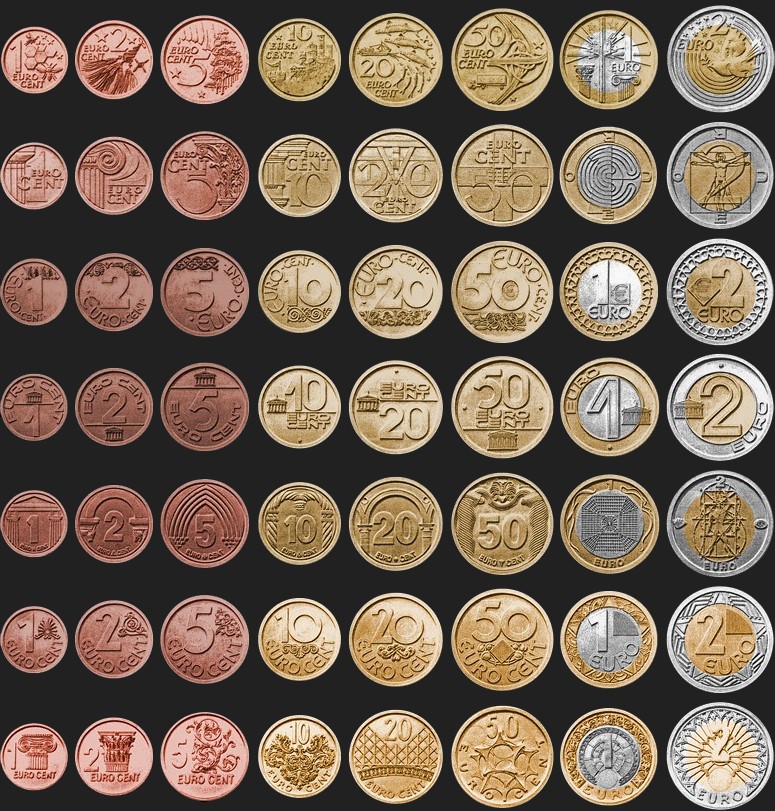 • common sides of euro coins [EUR] from 2002 - euro coinage