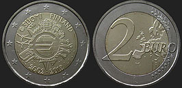 Coins of Finland - 2 euro 2012 10 Years of Euro in Circulation