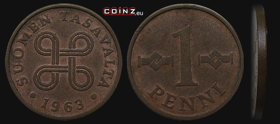1 penni 1963-1969 - monety Finlandii