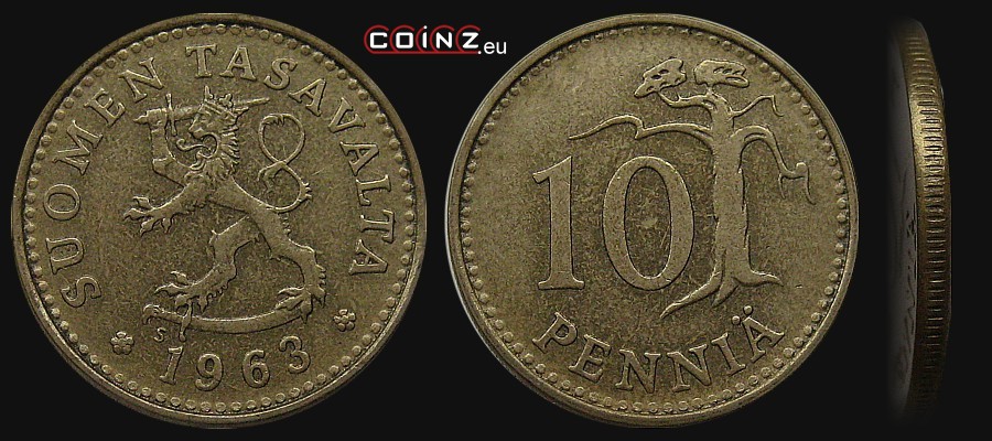 10 penniä 1963-1982 - coins of Finland