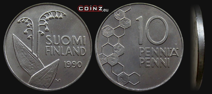 10 pennia 1990-2001 - monety Finlandii