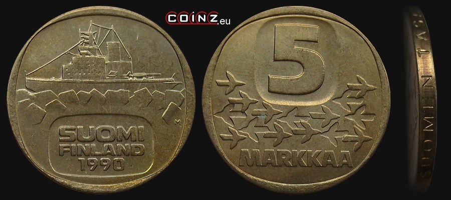 5 marek 1979-1993 - monety Finlandii