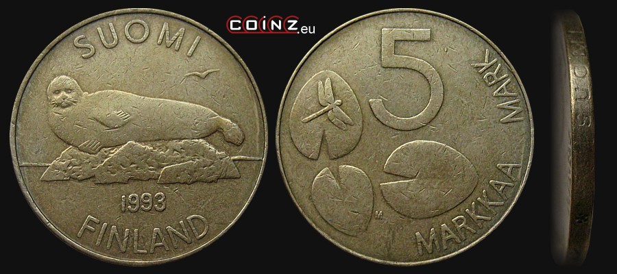5 marek 1992-2001 - monety Finlandii