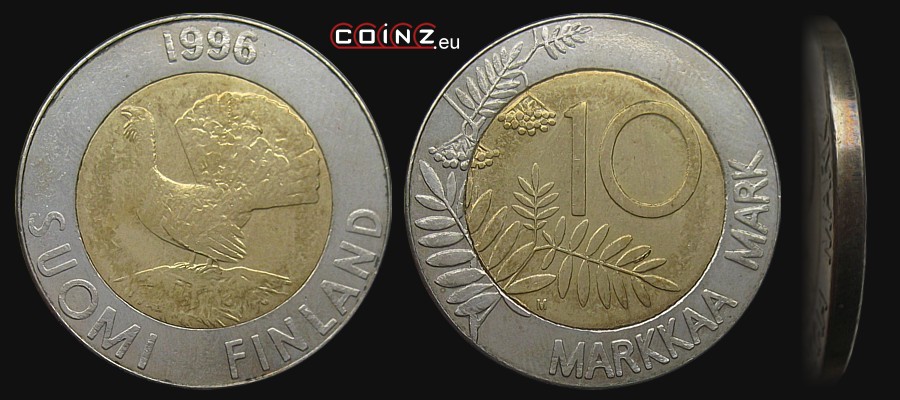 10 marek 1993-2001 - monety Finlandii