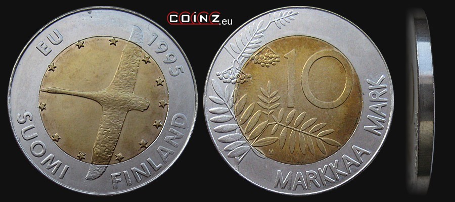 10 marek 1995 Finlandia w Unii Europejskiej - monety Finlandii