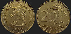 Coins of Finland - 20 penniä 1963-1990