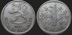 Coins of Finland - 1 markka 1964-1968