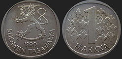Coins of Finland - 1 markka 1969-1993