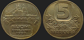 Coins of Finland - 5 markkaa 1979-1993