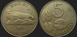 Coins of Finland - 5 markkaa 1992-2001