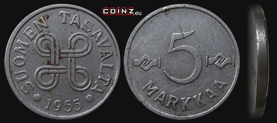 5 marek 1953-1962 - monety Finlandii