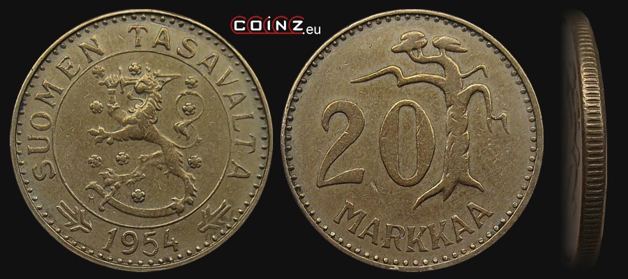 20 marek 1952-1962 - monety Finlandii