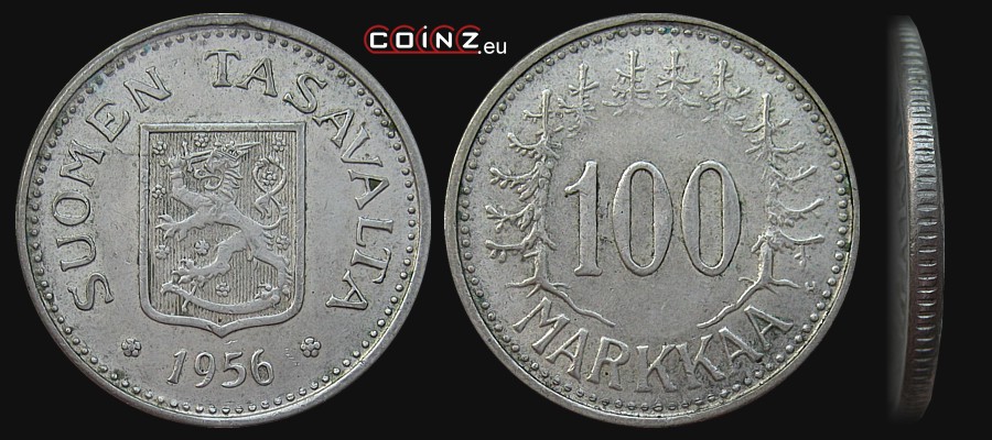 100 marek 1956-1960 - monety Finlandii