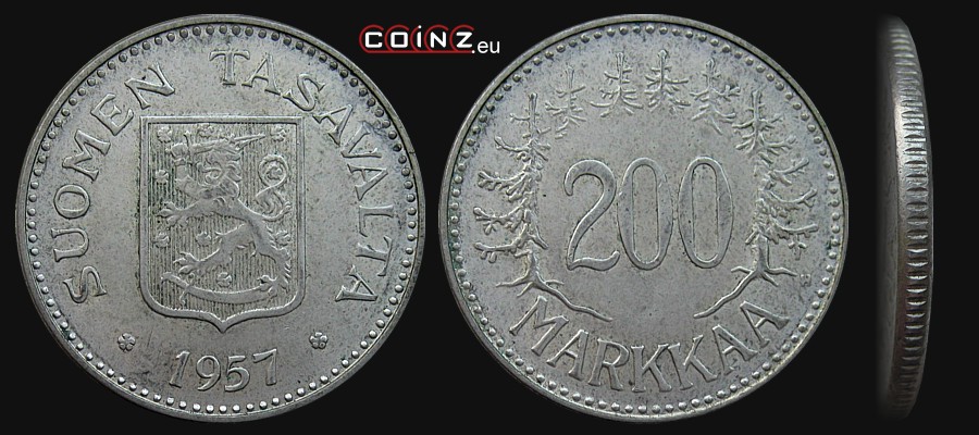 200 markkaa 1956-1959 - coins of Finland